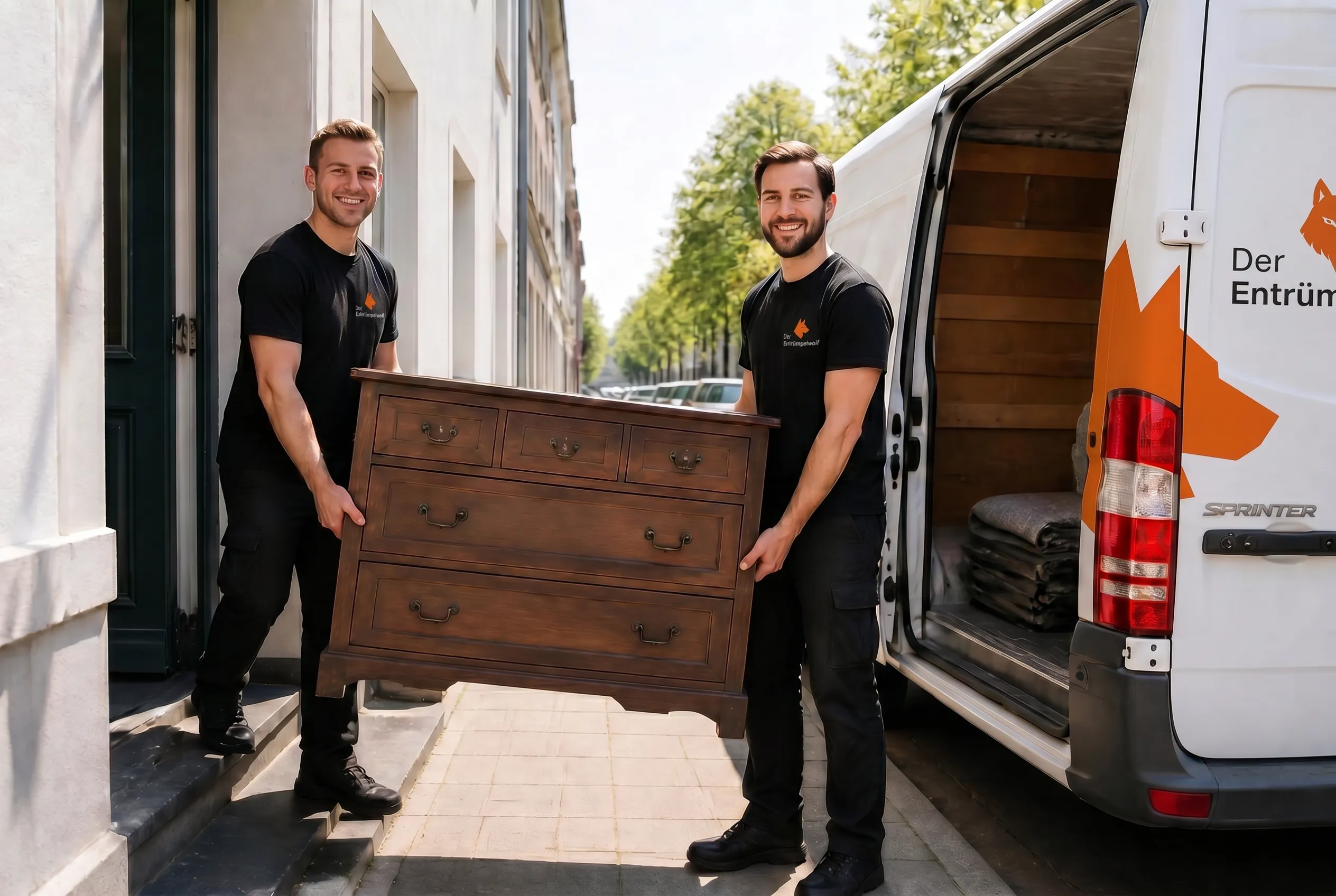 Vollgestellte Altbauwohnung im warmen Gegenlicht vor einer Haushaltsauflösung